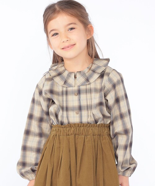 シャツ ブラウス SHIPS KIDS:100〜130cm / プリーツ カラー 長袖  