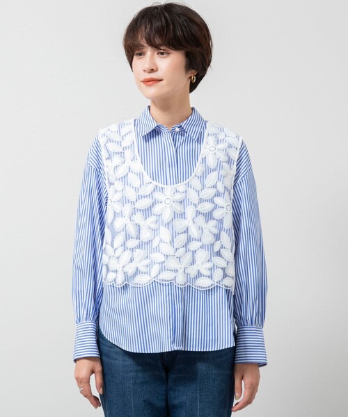 NOLLEY'S シャツ ブラウス BROCHE レース2WAYショートジレ