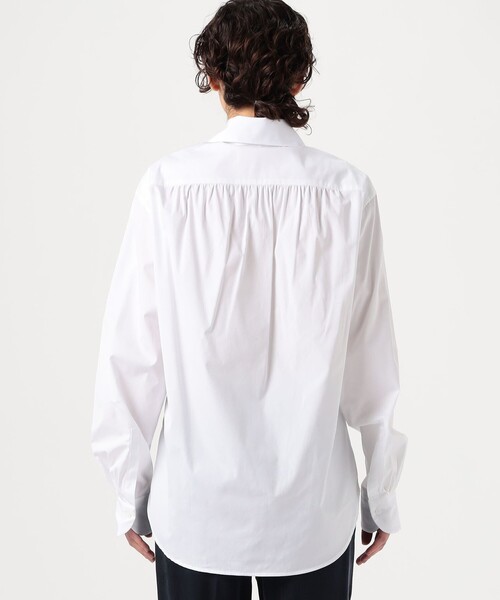 BOURRIENNE Paris X ラウンドカラーシャツ ホワイト 36 美品 ドレスシャツ ラウンドカラー ホワイト 白 無地 ヘリンボーン