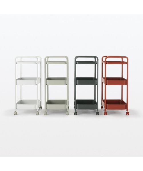 無印良品 スチールユニットシェルフ スチールラック 3段 キャスター付き 無印良品（MUJI） 家具 スチールパイプワゴンラック 3段 : ZOZOTOWN