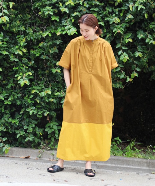 【国内発送】バイカラーワンピース RUIRUE BOUTIQUE ワンピース ベルト付きバイカラーワンピース