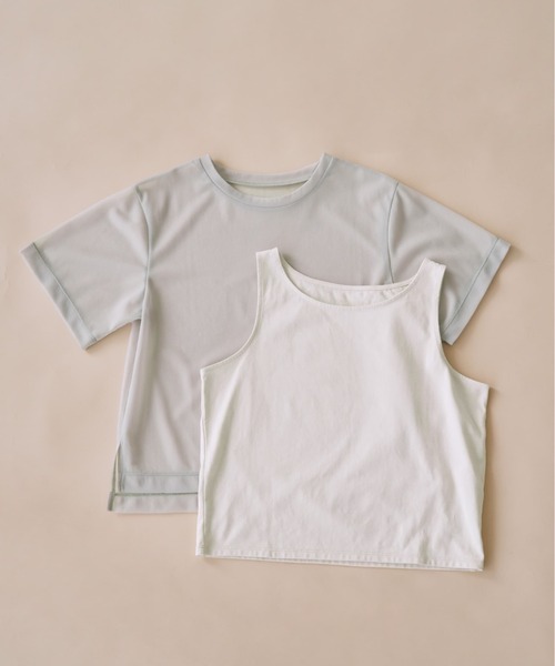 tシャツ シアーレイヤードＴＯＰＳ レディース tシャツ シアーレイヤードセットT「低身長・小柄女性