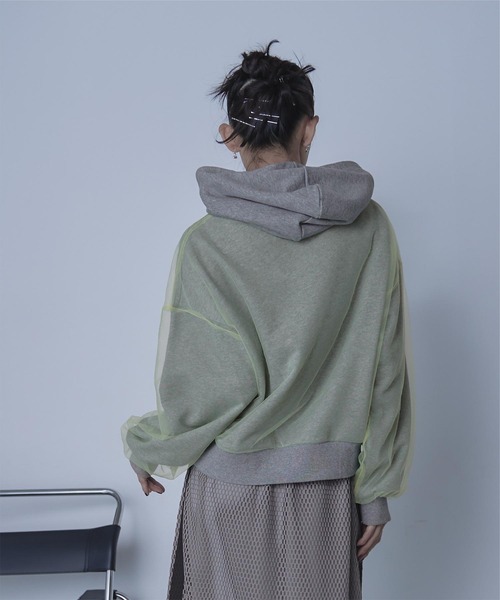 パーカー チュールレイヤード２ＷＡＹパーカー レディース 31 Sons de mode パーカー チュールレイヤードパーカー