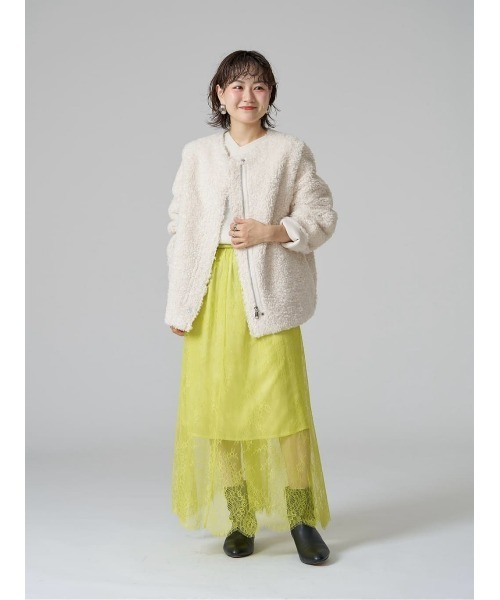allureville スカート フラワーレースシースルースカート
