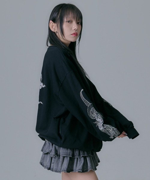 レフレム ドラゴン刺繍 プルオーバー スウェットトップス ユニセックス REFLEM トレーナー スウェット 「REFLEM/レフレム」ドラゴン刺繍
