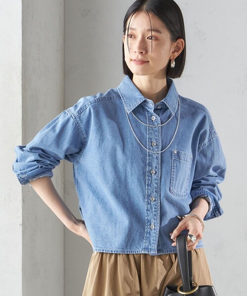 SHIPS - マチャット　デニム　ブラウス 楽天市場】＜洗濯機可能＞ショート丈 デニム シャツ SHIPS WOMEN