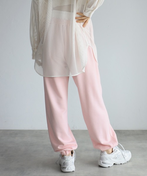 2色スウェットパンツ コントラストカラーダブルウエストスポーツ ENC スウェットパンツ ジャージ double waist sweat pants
