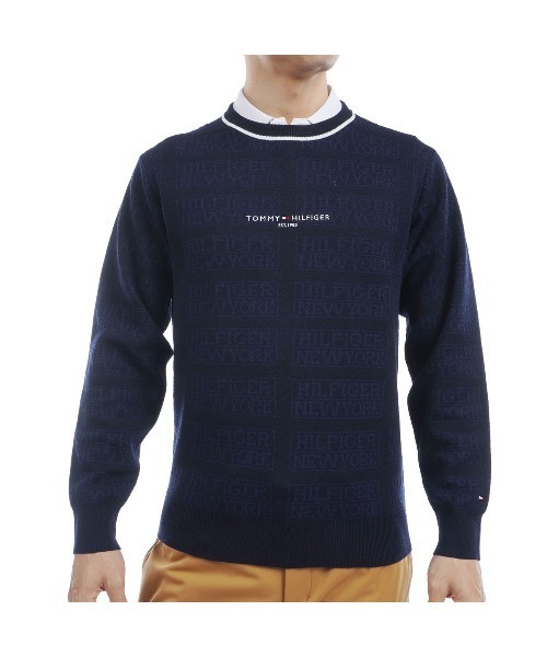 TOMMY HILFIGER GOLF セーター ニット ロゴジャカート クルー