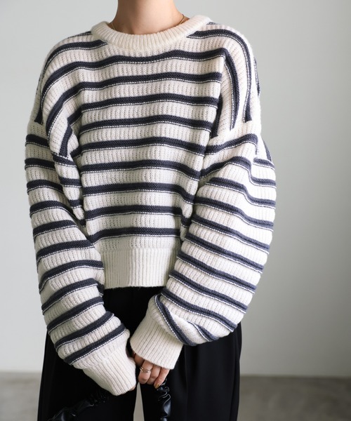 select MOCA（セレクトモカ） ニット セーター ガーター編みボーダー