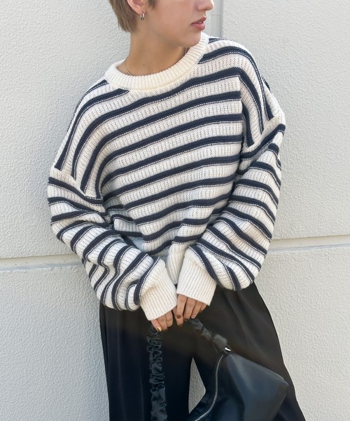 select MOCA（セレクトモカ） ニット セーター ガーター編みボーダー