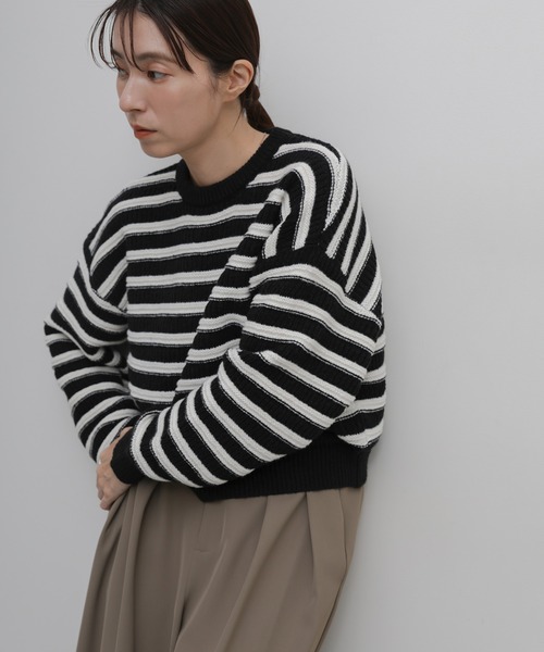 select MOCA（セレクトモカ） ニット セーター ガーター編みボーダー