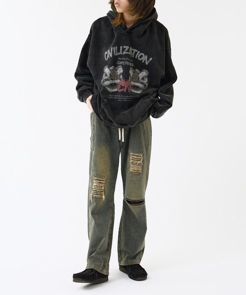 Theater code ジーンズ punkish damage denim pants / パン
