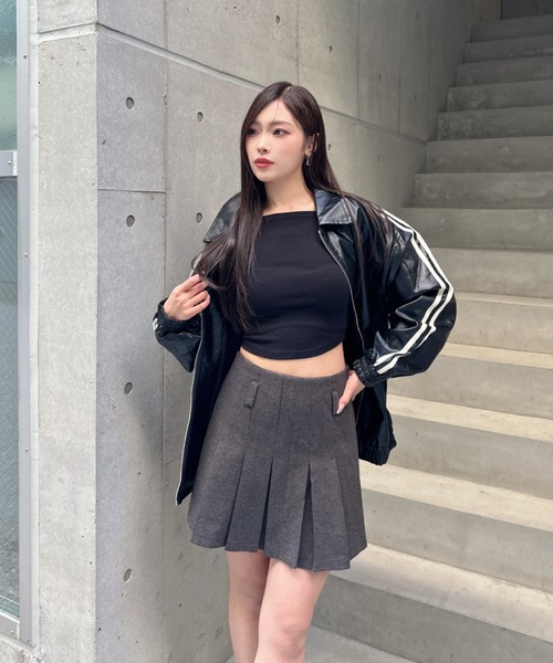 KsG ブルゾン アウター ルーズラインレザージャケット レディース