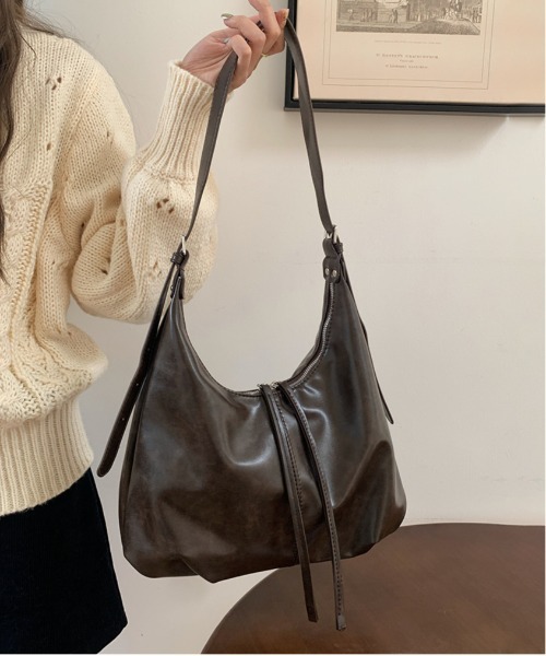 NERDY ノルディ エコファー 2WAY ホーボーバッグ ブラック ノルディ NERDY HOBO CROSS BAG （LIGHT GRAY） ホーボークロス