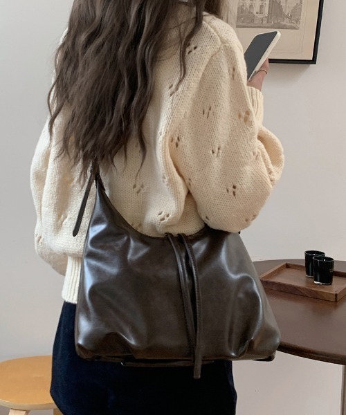 NERDY ノルディ エコファー 2WAY ホーボーバッグ ブラック ノルディ NERDY HOBO CROSS BAG （LIGHT GRAY） ホーボークロス