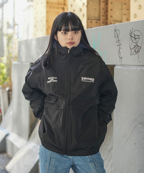 THRASHER ブラックナイロンジャケット THRASHER ナイロンジャケット 2WAY NYLON JACKET/スラッシャー