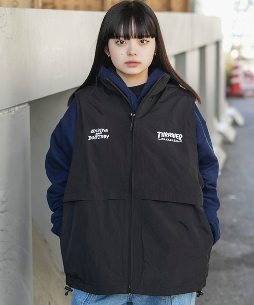 THRASHER ブラックナイロンジャケット THRASHER ナイロンジャケット 「at」「THRASHER/スラッシャー