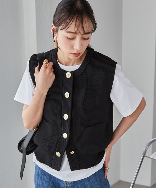 本日最終、CABAN 美品ブラウン ノースリーブニットベスト ニットベスト ベスト レディース 春 秋 冬 40代 ニット タンク
