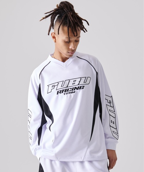 入手困難 即納 ネコポス送料無料 フブ FUBU Tシャツ ワッペン FUBU tシャツ フブ ブランド ロゴ 刺繍 ワッペン Vネック 長袖