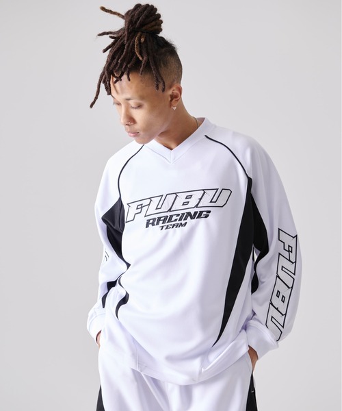 トップス FUBU SPORTS FUBU フブ ニット トップス ロゴ クルーネック セーター。FUBUは