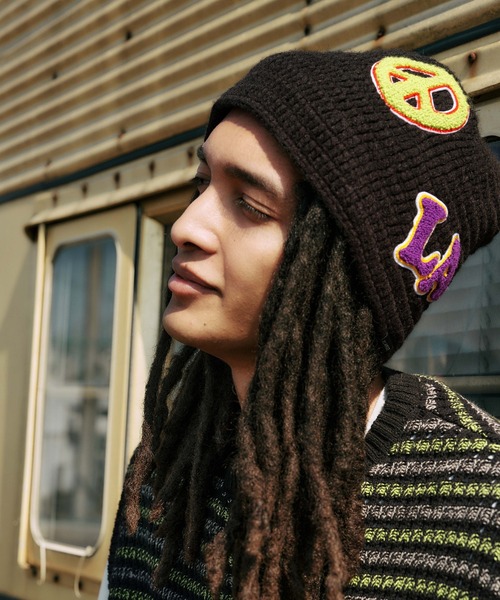 帽子 SIDE STRAP FLOWER KNIT CAP SIDE STRAP FLOWER KNIT CAP