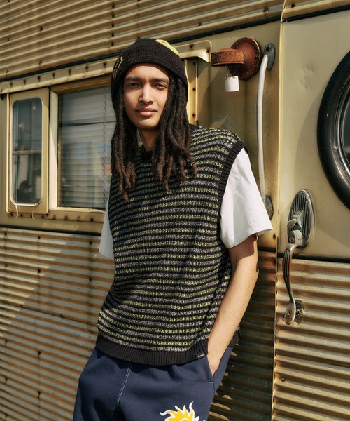 帽子 SIDE STRAP FLOWER KNIT CAP SIDE STRAP FLOWER KNIT CAP