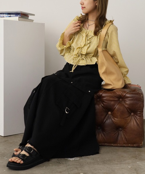 ROOP TOKYO ブラウス シャツ ギンガムチェック フリルブラウス
