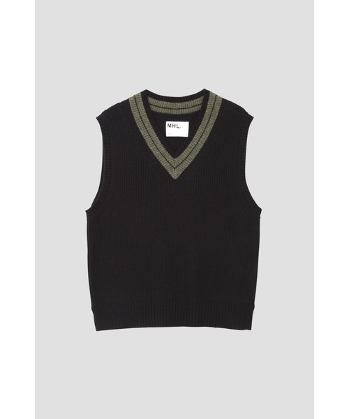 「MHL.」 ノースリーブニット LARGE ブラック メンズ