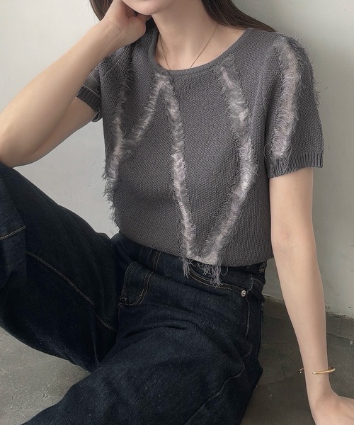新品未使用UNITED ARROWS フリンジ 半袖 ニット Meiru ニット セーター フリンジ半袖ニット レディース : ZOZOTOWN