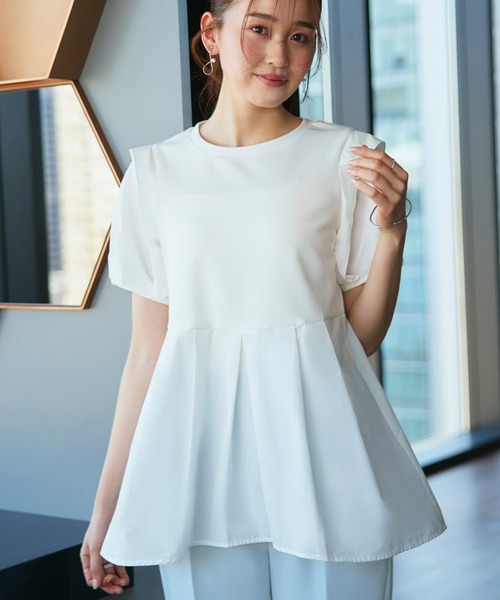 ルイルエブティック RUIRUE BOUTIQUE 【洗える】前後2way コンビネーション ウエストタックTシャツ （ブラック） ルイルエブティック RUIRUE BOUTIQUE 【洗える】前後2way