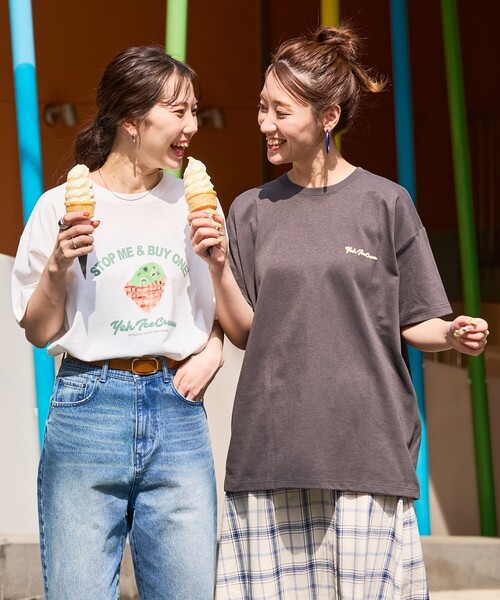ICECREAM グラフィックロゴプリントカットソー 半袖 ブラック FREAK'S STORE tシャツ 限定展開 YEH ice cream バック プリント