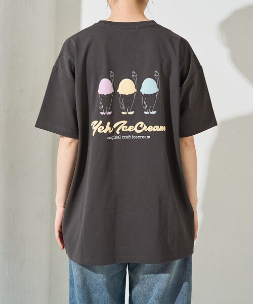 ICECREAM グラフィックロゴプリントカットソー 半袖 ブラック FREAK'S STORE tシャツ 限定展開 YEH ice cream バック プリント