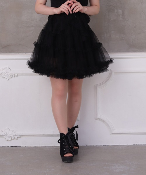 alice auaa裾チュールタイトミニスカート axes femme（アクシーズ ファム） スカート チュールミニスカート