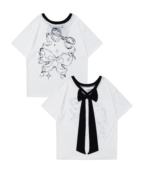 tシャツ 半袖 「HOOK」for girls リボンデザインTシャツ (SS