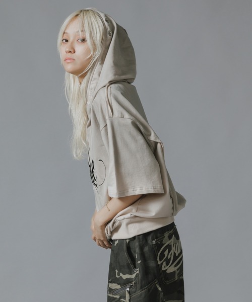 SUGGESTION パーカー SUGGESTION/サジェッション グランジ加工ZIPプル