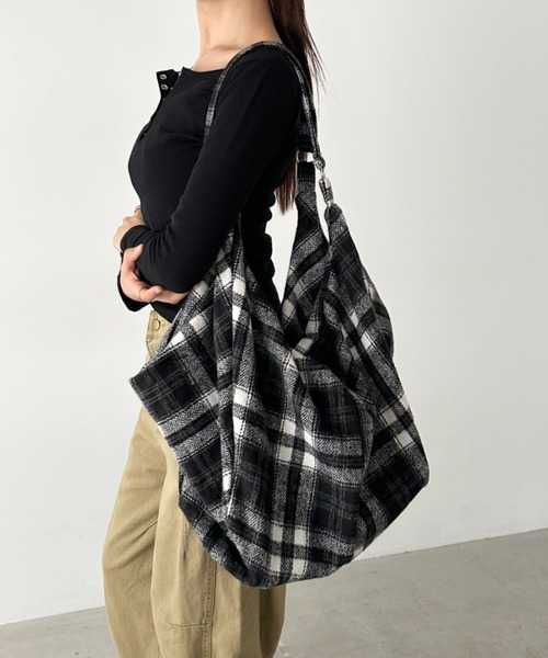 Bamm ショルダーバッグ バッグ 大容量チェックショルダーバッグ