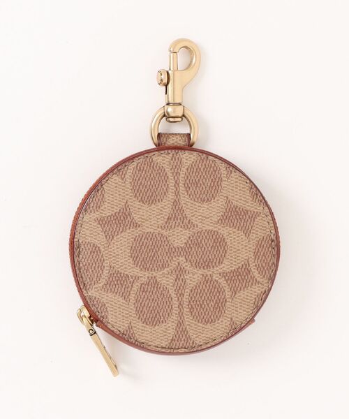 美品　コーチ　コインケース　バッグチャーム　シグネチャー　キャンバス　レザー COACH コインケース バッグ チャーム・シグネチャー キャンバス