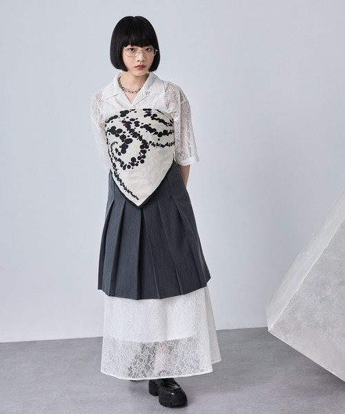 シャツ/ブラウス(半袖/袖なし) Flower Print Shirts HLAADA ブラウス シャツ (HLAADA for ROSEBUD)FLOWER LINE SHORT