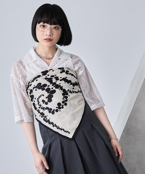 シャツ+ブラウス(半袖+袖なし) ella / lantern flower race blouse osharewalker（オシャレウォーカー） ブラウス シャツ レディース 春夏