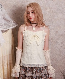 axes femme キャミソール レーシービッグリボンキャミ