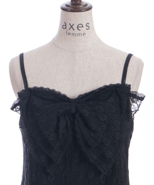 axes femme キャミソール レーシービッグリボンキャミ