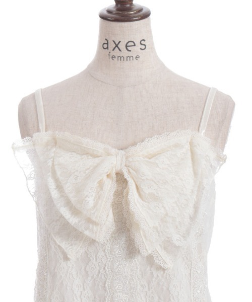 axes femme キャミソール レーシービッグリボンキャミ