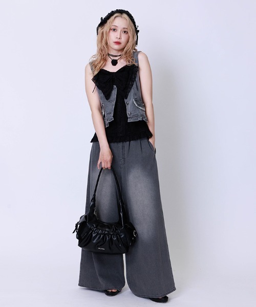 axes femme キャミソール レーシービッグリボンキャミ