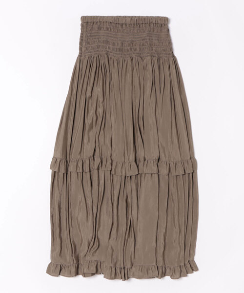 【DRESSLAVE】ロングスカート、クリーム色 DRESSLAVE（ドレスレイブ） スカート shirring tiered gom long skirt