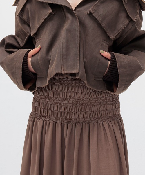 【DRESSLAVE】ロングスカート、クリーム色 DRESSLAVE（ドレスレイブ） スカート shirring tiered gom long skirt