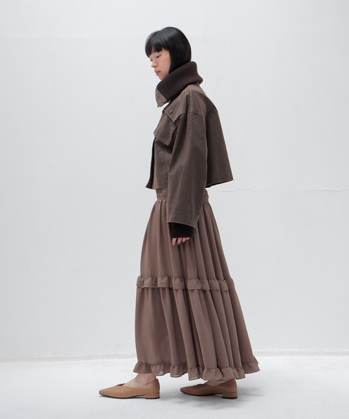 【DRESSLAVE】ロングスカート、クリーム色 DRESSLAVE（ドレスレイブ） スカート shirring tiered gom long skirt