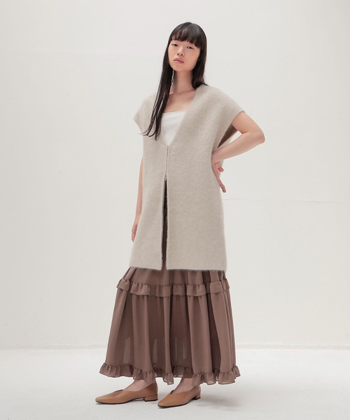 【DRESSLAVE】ロングスカート、クリーム色 DRESSLAVE（ドレスレイブ） スカート shirring tiered gom long skirt