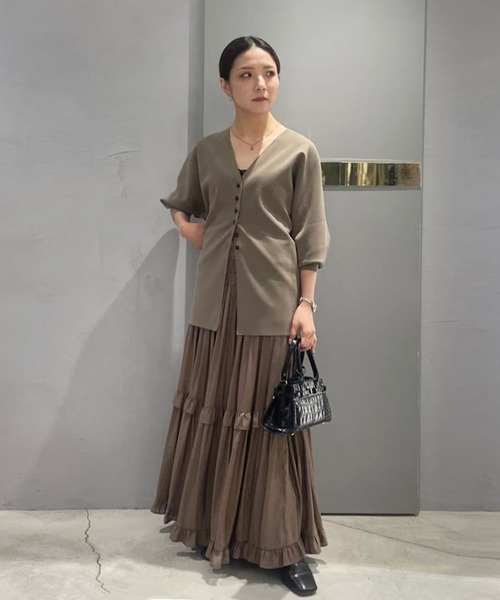 【DRESSLAVE】ロングスカート、クリーム色 DRESSLAVE（ドレスレイブ） スカート shirring tiered gom long skirt