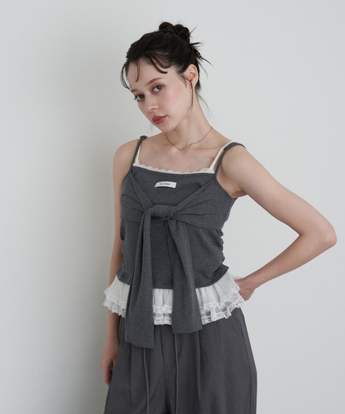 tシャツ レイヤードデザインキャミ レディース