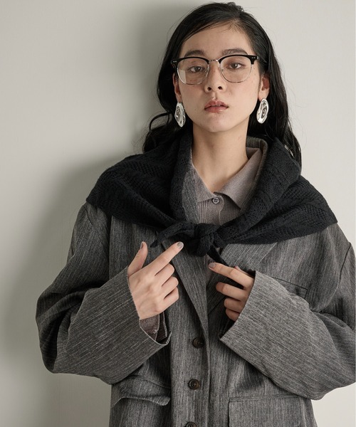 THE Yon ストール マフラー ヘリンボーンジャガードトライアングル